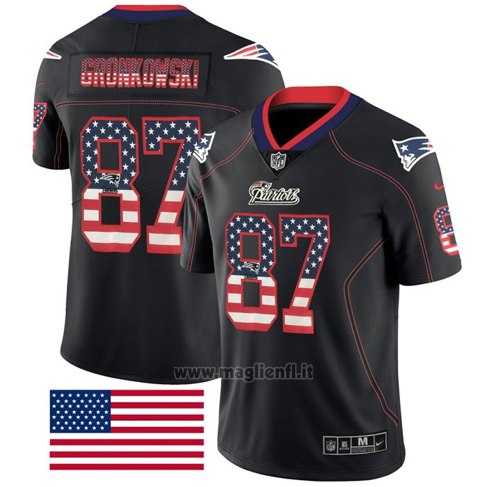 Maglia NFL Limited New England Patriots Rob Gronkowski Rush USA Flag Nero